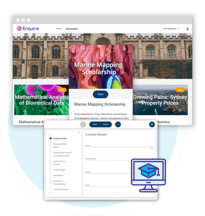 Scholarship Management System Client Portal User Interface